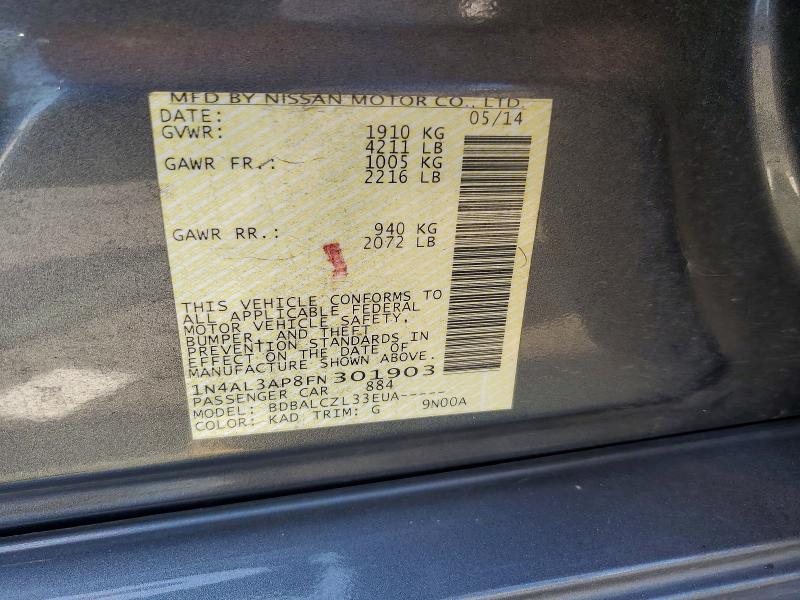 2015 Nissan Altima მანქანა იყიდება აუქციონზე, vin: 1N4AL3AP8FN301903, აუქციონის ნომერი: 63679696
