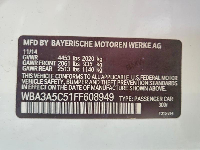 2015 Bmw 328 მანქანა იყიდება აუქციონზე, vin: WBA3A5C51FF608949, აუქციონის ნომერი: 66102766