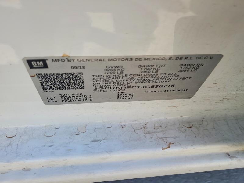Auction sale of the 2018 Chevrolet Silverado, vin: 3GCUKREC1JG536715, lot number: 65195576