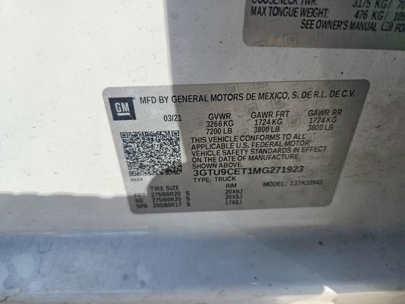 Aukcja sprzedaży 2021 Gmc Sierra, vin: 3GTU9CET1MG271923, numer aukcji: 65411146