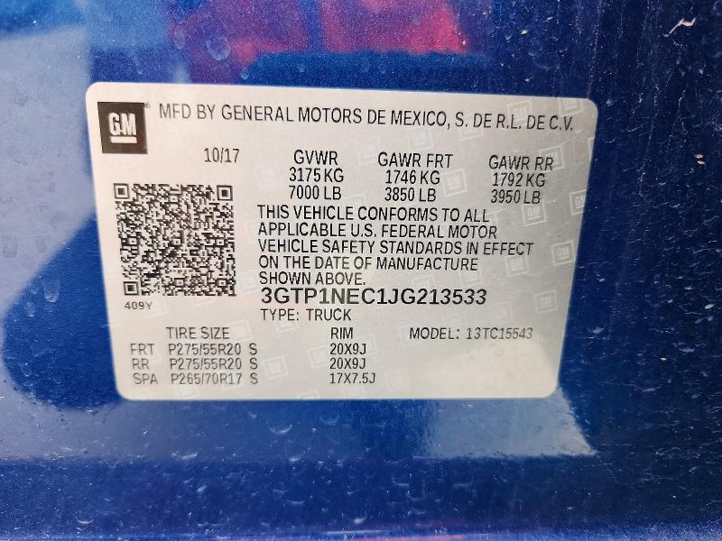 Продаж на аукціоні авто 2018 Gmc Sierra, vin: 3GTP1NEC1JG213533, номер лоту: 66063696