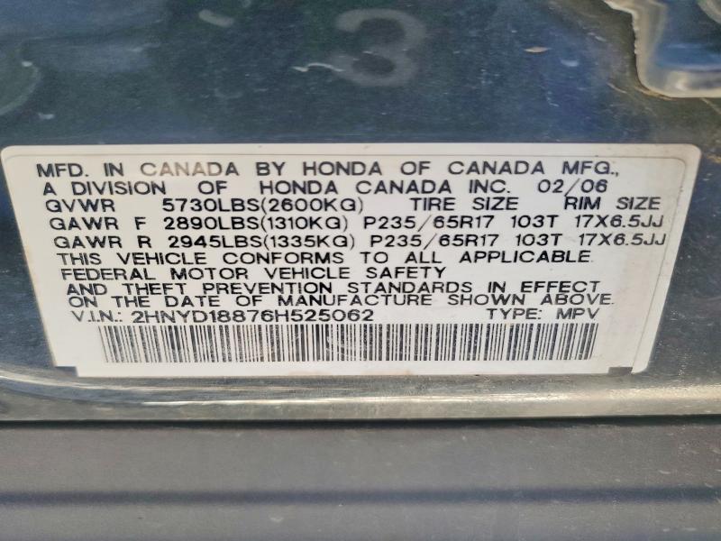 2006 Acura Mdx მანქანა იყიდება აუქციონზე, vin: 2HNYD18876H525062, აუქციონის ნომერი: 66282836