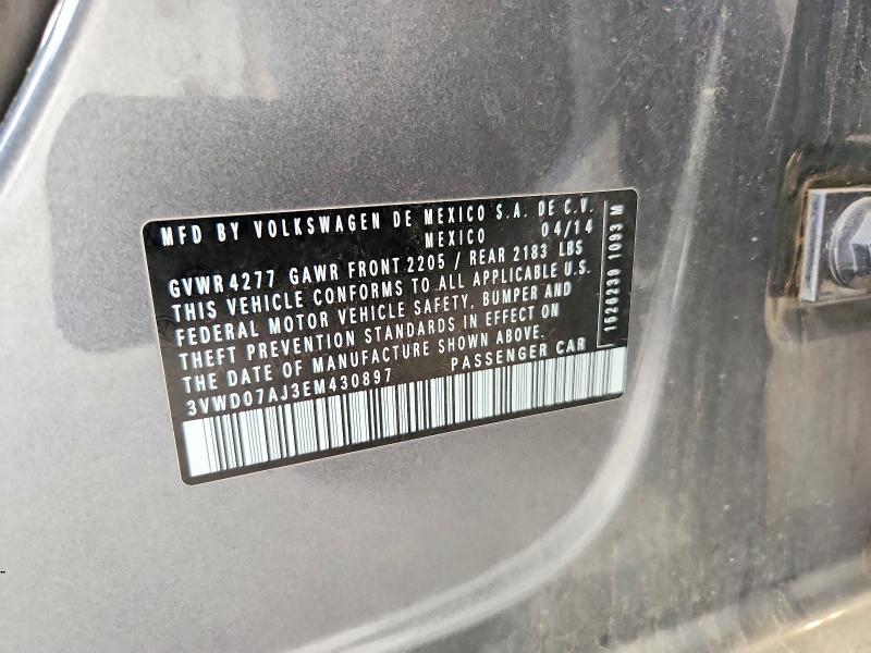 Продаж на аукціоні авто 2014 Volkswagen Jetta, vin: 3VWD07AJ3EM430897, номер лоту: 63296176
