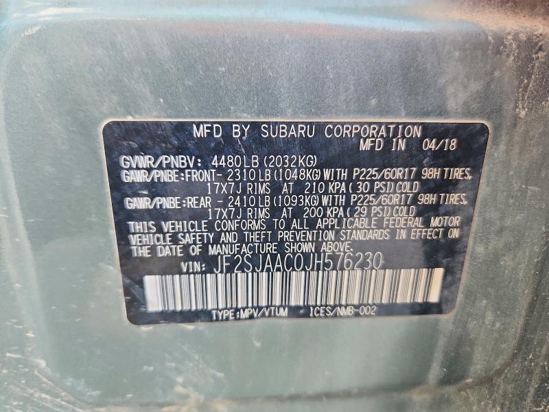 65883656 :رقم المزاد ، JF2SJAAC0JH576230 vin ، 2018 Subaru Forester مزاد بيع