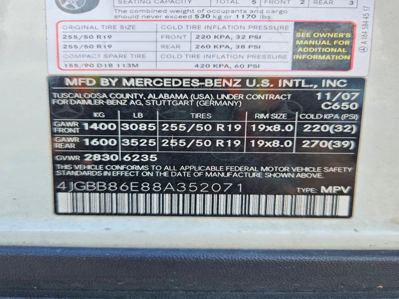 Продажа на аукционе авто 2008 Mercedes-benz Ml, vin: 4JGBB86E88A352071, номер лота: 65624736