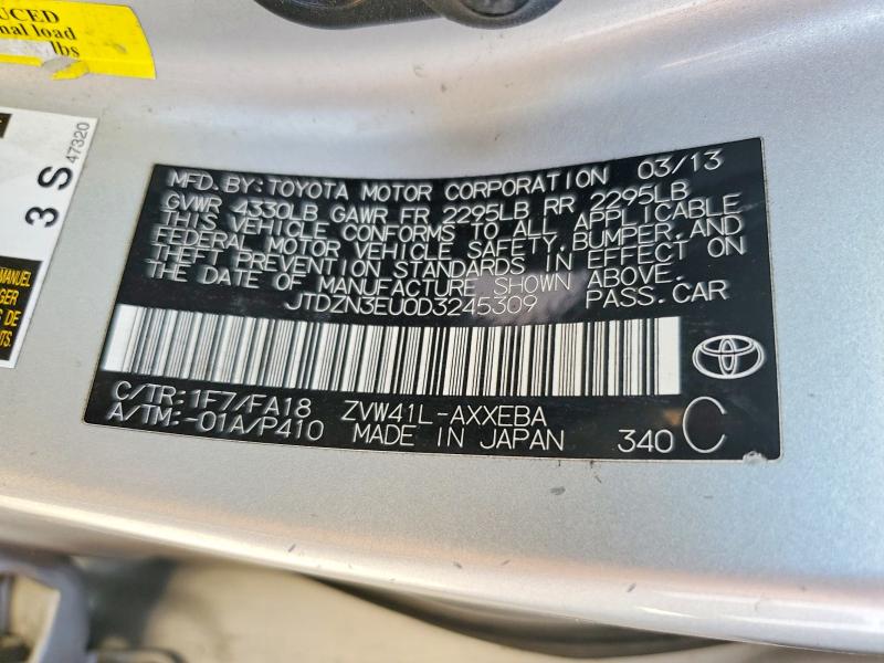 66523506 :رقم المزاد ، JTDZN3EU0D3245309 vin ، 2013 Toyota Prius V مزاد بيع