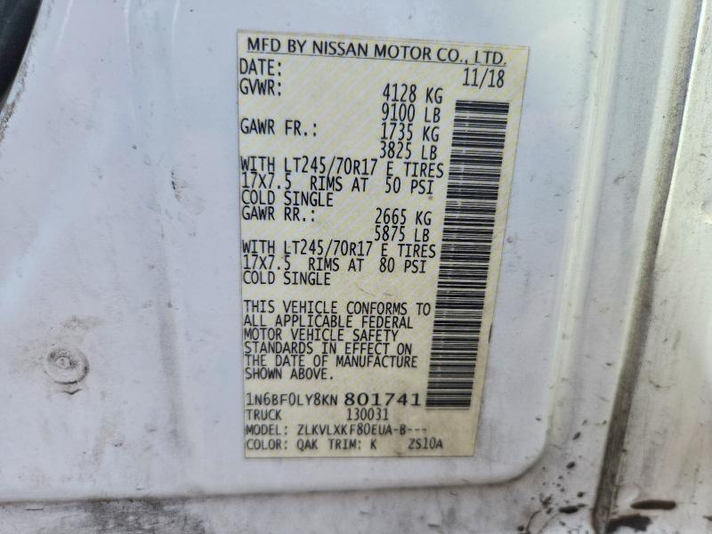 Aukcja sprzedaży 2019 Nissan Nv, vin: 1N6BF0LY8KN801741, numer aukcji: 62883246
