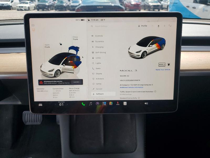 2022 Tesla Model 3 მანქანა იყიდება აუქციონზე, vin: 5YJ3E1EA8NF369879, აუქციონის ნომერი: 63949966