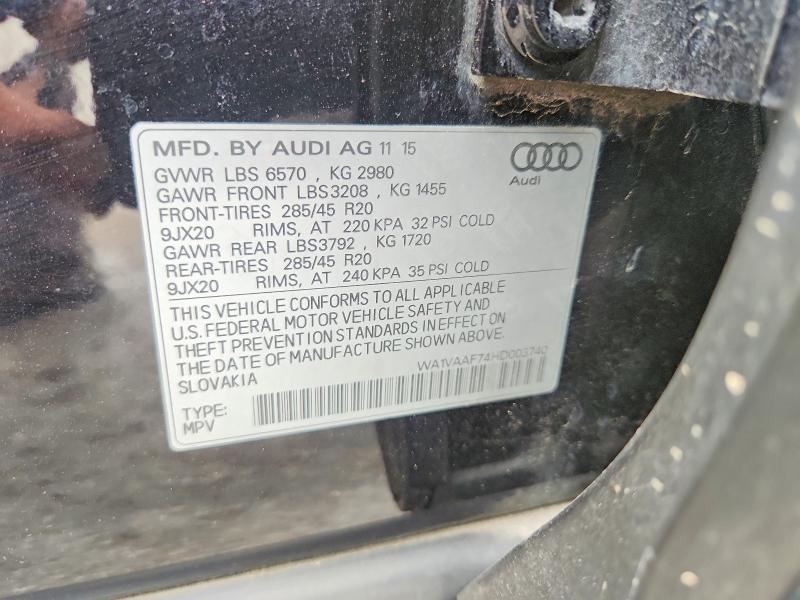 Aukcja sprzedaży 2017 Audi Q7, vin: WA1VAAF74HD003740, numer aukcji: 65195056