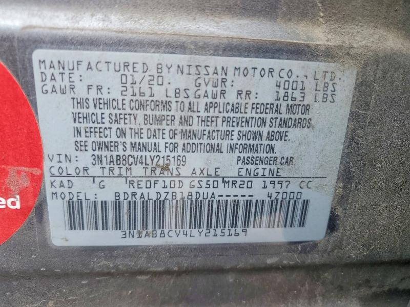 2020 Nissan Sentra მანქანა იყიდება აუქციონზე, vin: 3N1AB8CV4LY215169, აუქციონის ნომერი: 63821826