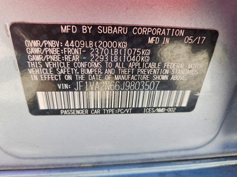 2020 Subaru Wrx მანქანა იყიდება აუქციონზე, vin: JF1VA2N66J9803507, აუქციონის ნომერი: 64673106
