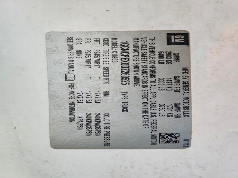2013 Chevrolet Silverado მანქანა იყიდება აუქციონზე, vin: 1GCNCPEX0DZ260525, აუქციონის ნომერი: 61854056