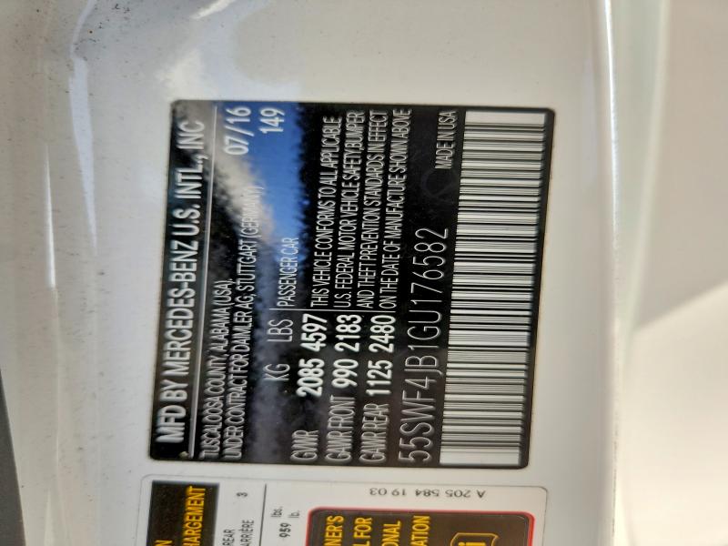 Продаж на аукціоні авто 2016 Mercedes-benz C, vin: 55SWF4JB1GU176582, номер лоту: 67304116