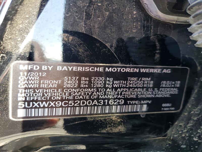 65388136 :رقم المزاد ، 5UXWX9C52D0A31629 vin ، 2013 Bmw X3 مزاد بيع