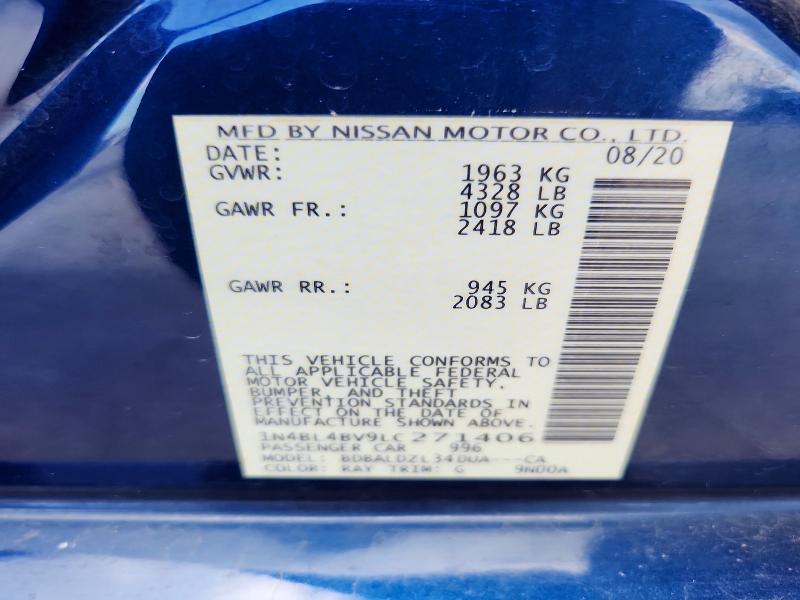 2020 Nissan Altima მანქანა იყიდება აუქციონზე, vin: 1N4BL4BV9LC271406, აუქციონის ნომერი: 64914866