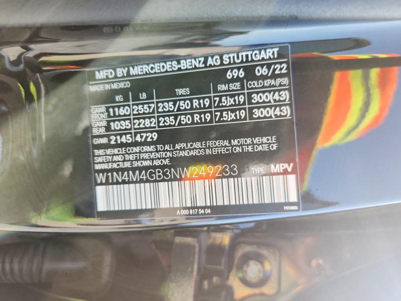Продаж на аукціоні авто 2022 Mercedes-benz Glb, vin: W1N4M4GB3NW249233, номер лоту: 64691626