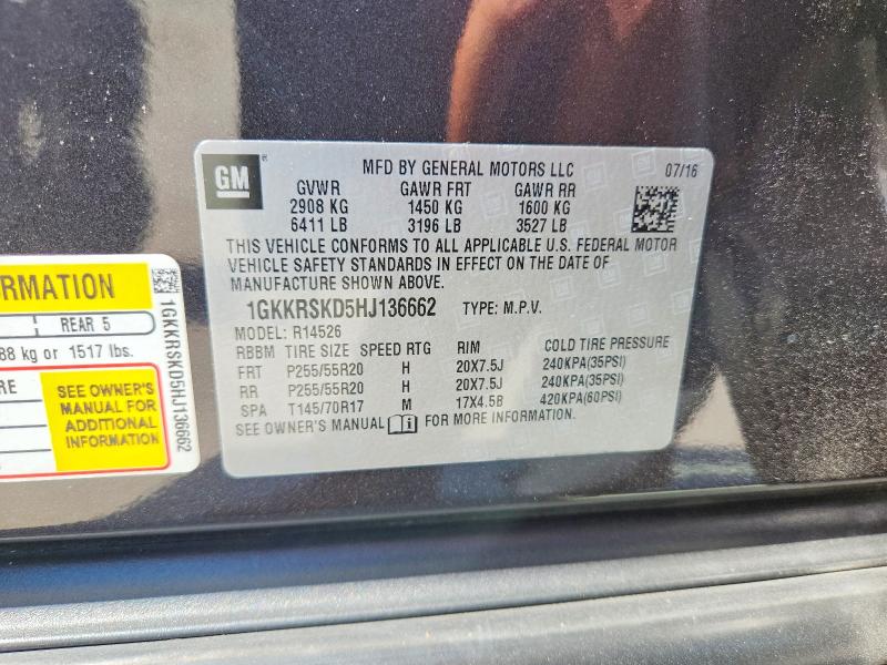Aukcja sprzedaży 2017 Gmc Acadia Limited, vin: 1GKKRSKD5HJ136662, numer aukcji: 67003566