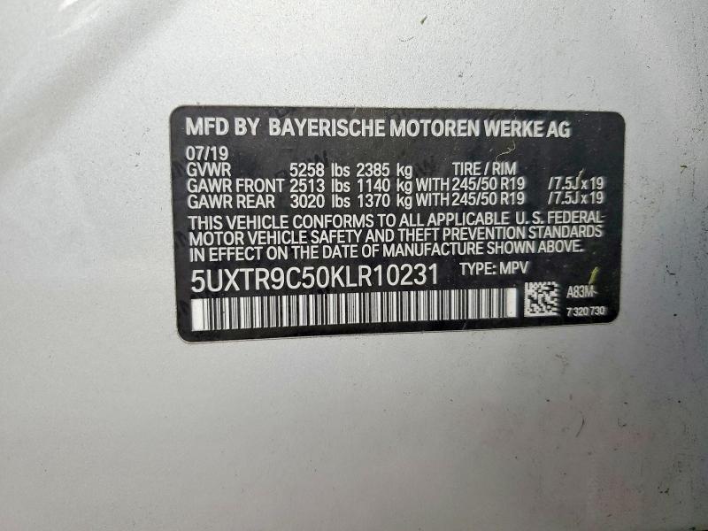 Aukcja sprzedaży 2019 Bmw X3, vin: 5UXTR9C50KLR10231, numer aukcji: 66478276