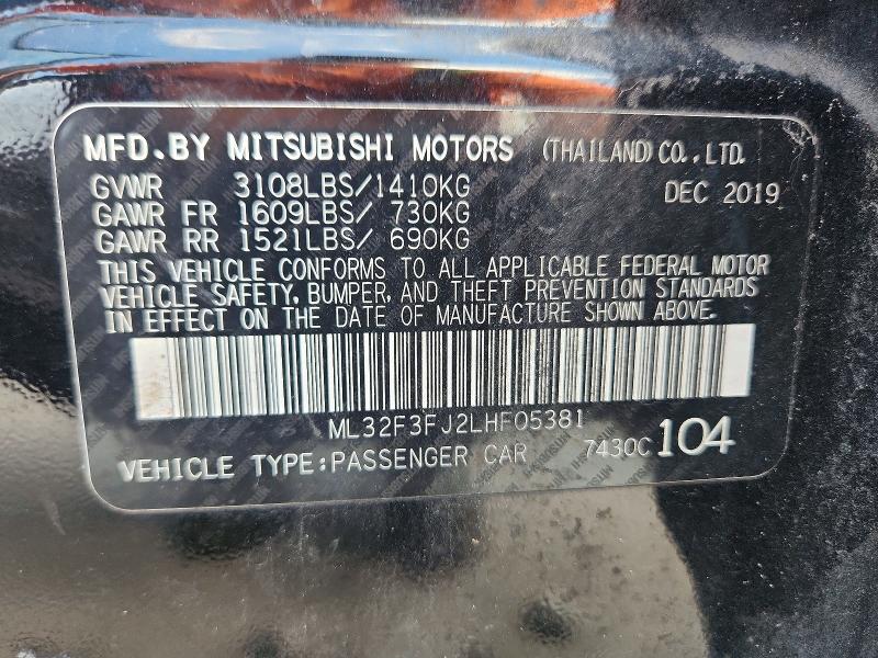 Aukcja sprzedaży 2020 Mitsubishi Mirage, vin: ML32F3FJ2LHF05381, numer aukcji: 66459326