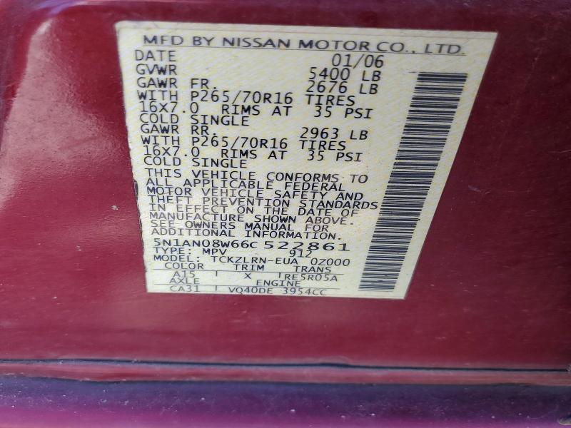 61453046 :رقم المزاد ، 5N1AN08W66C522861 vin ، 2006 Nissan Xterra مزاد بيع
