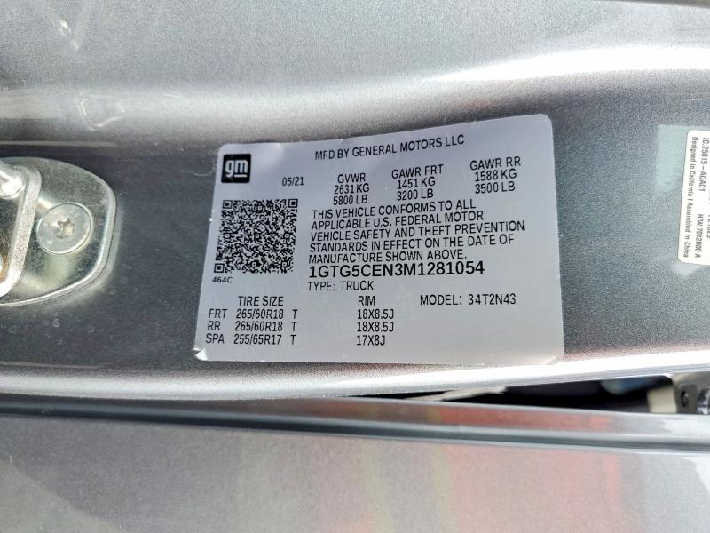 2021 Gmc Canyon მანქანა იყიდება აუქციონზე, vin: 1GTG5CEN3M1281054, აუქციონის ნომერი: 65129516