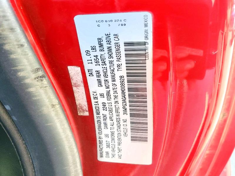 2010 Volkswagen New Beetle მანქანა იყიდება აუქციონზე, vin: 3VWPG3AG4AM008928, აუქციონის ნომერი: 65739386