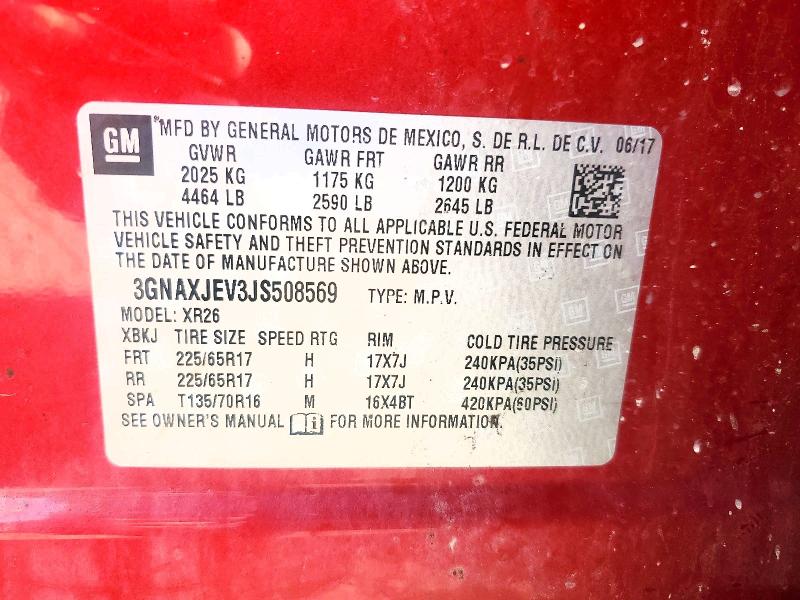 66406116 :رقم المزاد ، 3GNAXJEV3JS508569 vin ، 2018 Chevrolet Equinox مزاد بيع