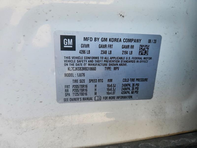 Продаж на аукціоні авто 2021 Chevrolet Trax, vin: KL7CJKSB3MB318660, номер лоту: 65546476