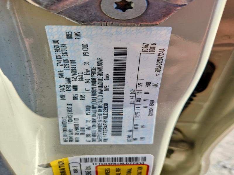 65362716 :رقم المزاد ، 1FTER4FH1NLD22930 vin ، 2022 Ford Ranger مزاد بيع