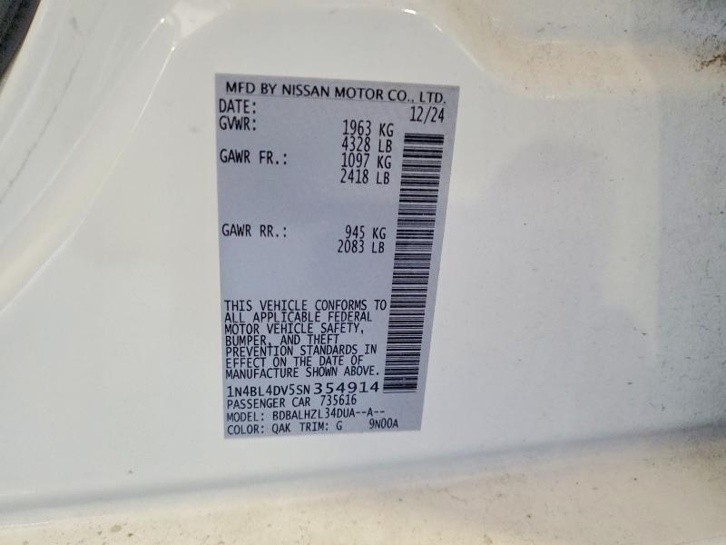 Продажа на аукционе авто 2025 Nissan Altima, vin: 1N4BL4DV5SN354914, номер лота: 63648546