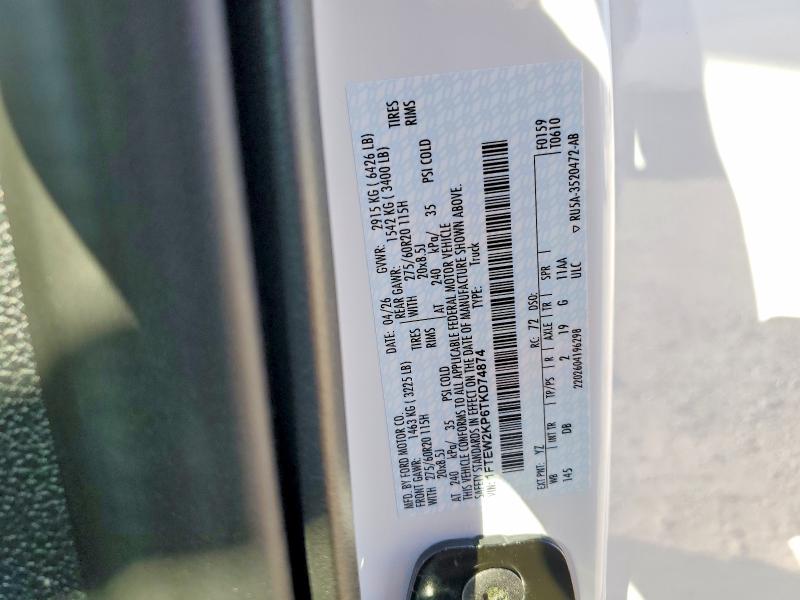 66622826 :رقم المزاد ، 1FTEW2KP6TKD74874 vin ، 2026 Ford F150 مزاد بيع