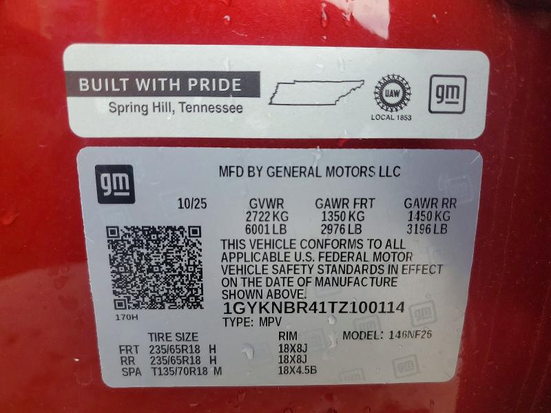 Aukcja sprzedaży 2026 Cadillac Xt5, vin: 1GYKNBR41TZ100114, numer aukcji: 63760336