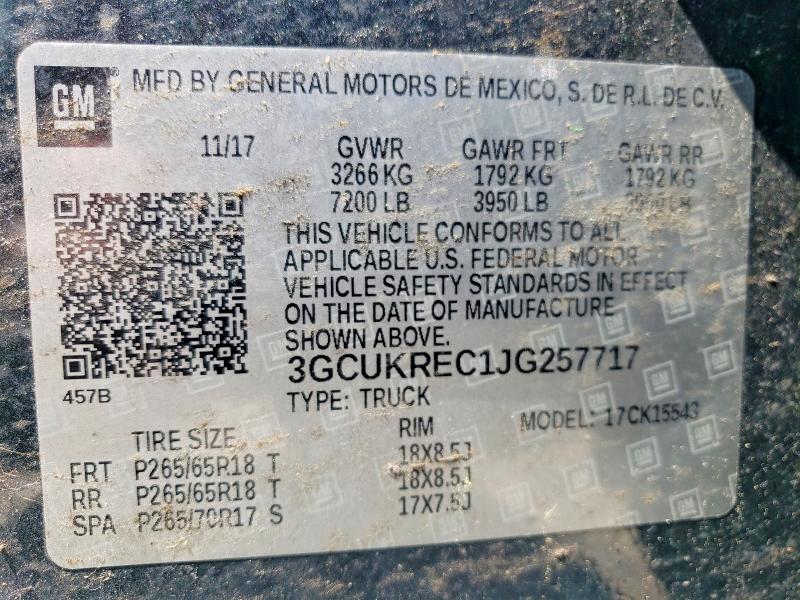 65348216 :رقم المزاد ، 3GCUKREC1JG257717 vin ، 2018 Chevrolet Silverado مزاد بيع