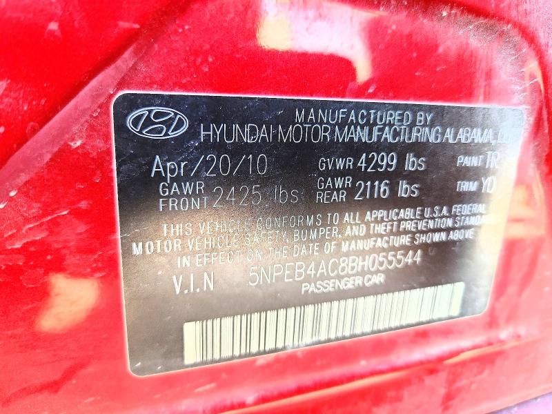 62725256 :رقم المزاد ، 5NPEB4AC8BH055544 vin ، 2011 Hyundai Sonata مزاد بيع