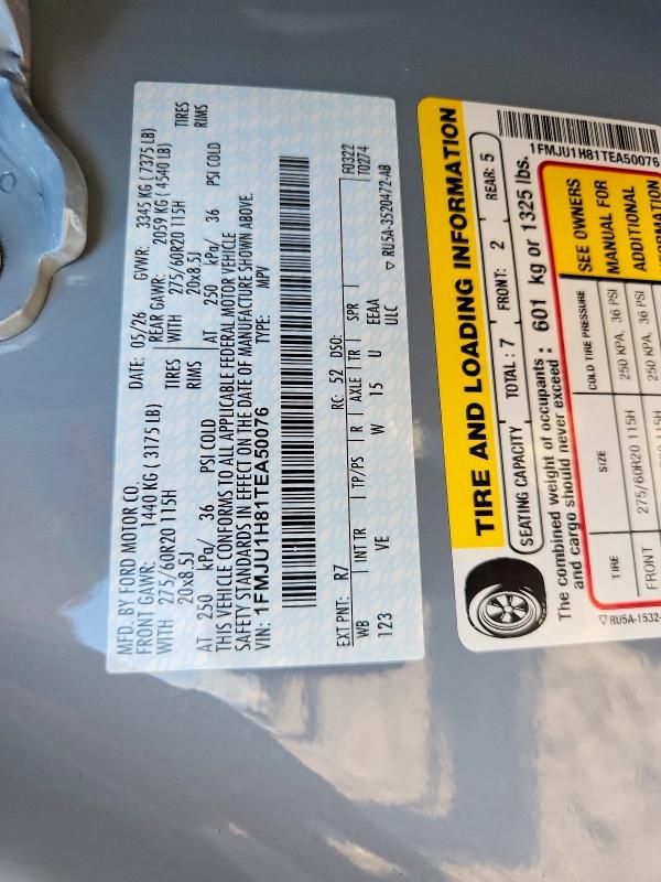 Aukcja sprzedaży 2026 Ford Expedition, vin: 1FMJU1H81TEA50076, numer aukcji: 65509726