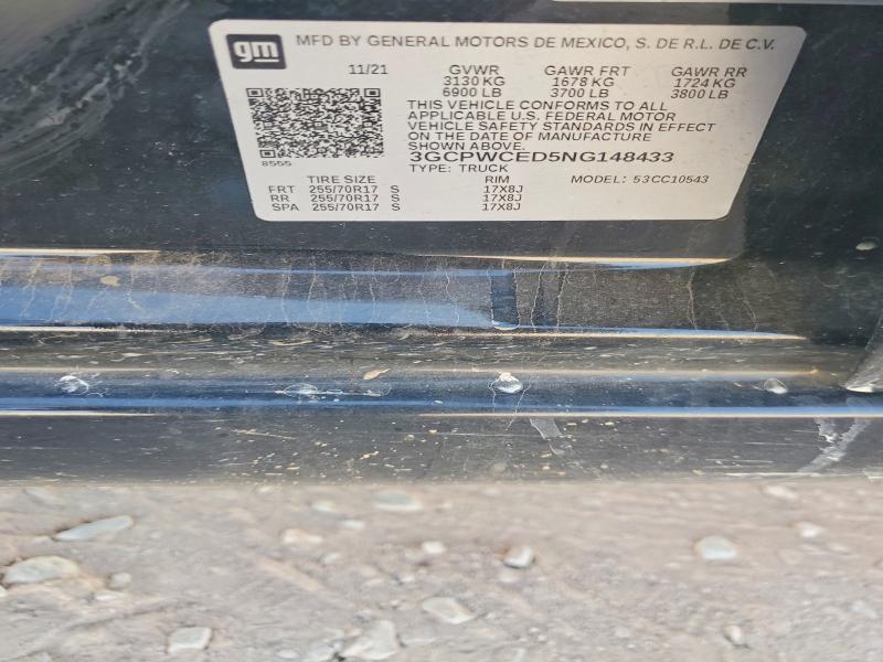 Aukcja sprzedaży 2022 Chevrolet Silverado Ltd, vin: 3GCPWCED5NG148433, numer aukcji: 65897746