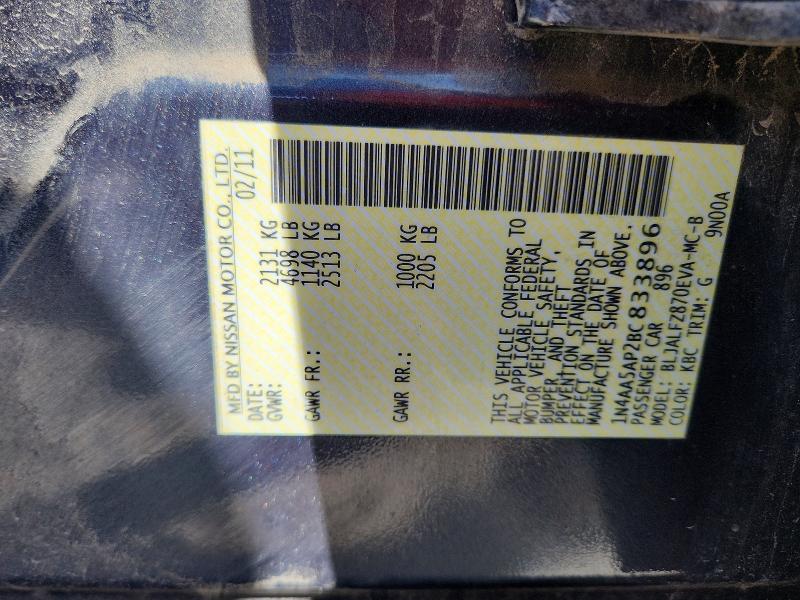 Продаж на аукціоні авто 2011 Nissan Maxima, vin: 1N4AA5AP2BC833896, номер лоту: 66209086