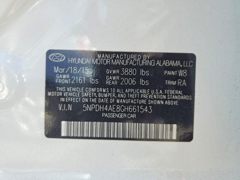 Продаж на аукціоні авто 2016 Hyundai Elantra, vin: 5NPDH4AE8GH661543, номер лоту: 66836846