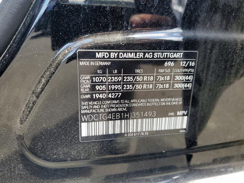 Продажа на аукционе авто 2017 Mercedes-benz Gla, vin: WDCTG4EB1HJ351493, номер лота: 63895266