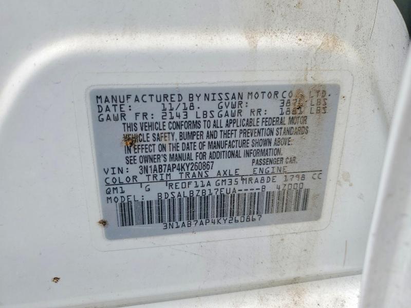 62338166 :رقم المزاد ، 3N1AB7AP4KY260867 vin ، 2019 Nissan Sentra مزاد بيع
