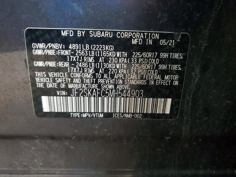 Aukcja sprzedaży 2021 Subaru Forester, vin: JF2SKAFC5MH544903, numer aukcji: 62335506
