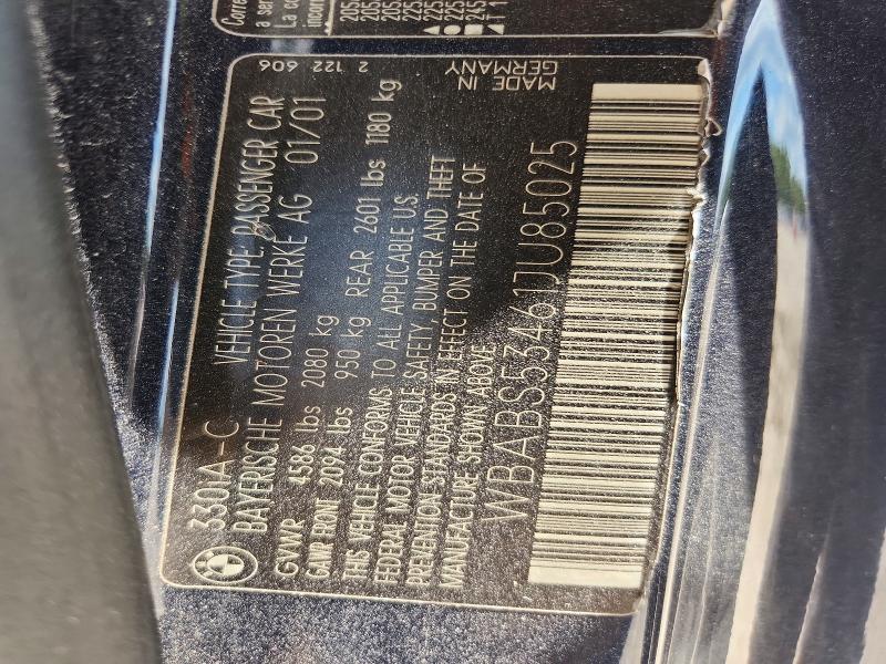 66201606 :رقم المزاد ، WBABS53461JU85025 vin ، 2001 Bmw 330 مزاد بيع