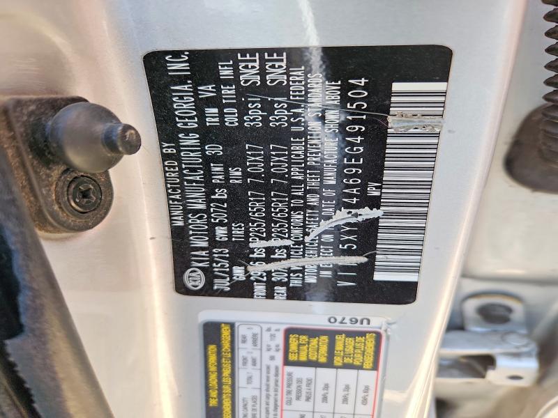 66450316 :رقم المزاد ، 5XYKT4A69EG491504 vin ، 2014 Kia Sorento مزاد بيع