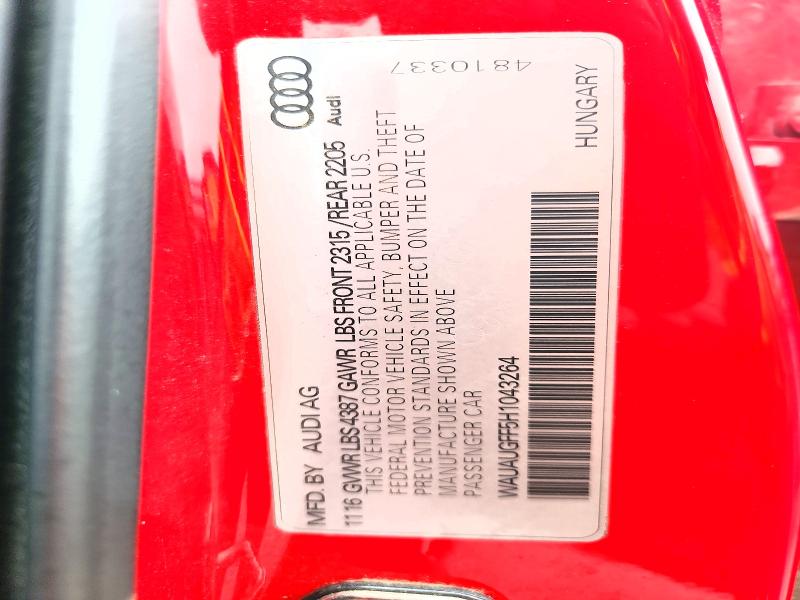 Aukcja sprzedaży 2017 Audi A3, vin: WAUAUGFF5H1043264, numer aukcji: 65109296