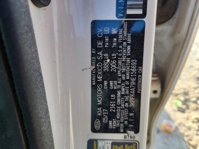2017 Kia Forte მანქანა იყიდება აუქციონზე, vin: 3KPFK4A79HE156693, აუქციონის ნომერი: 64225566