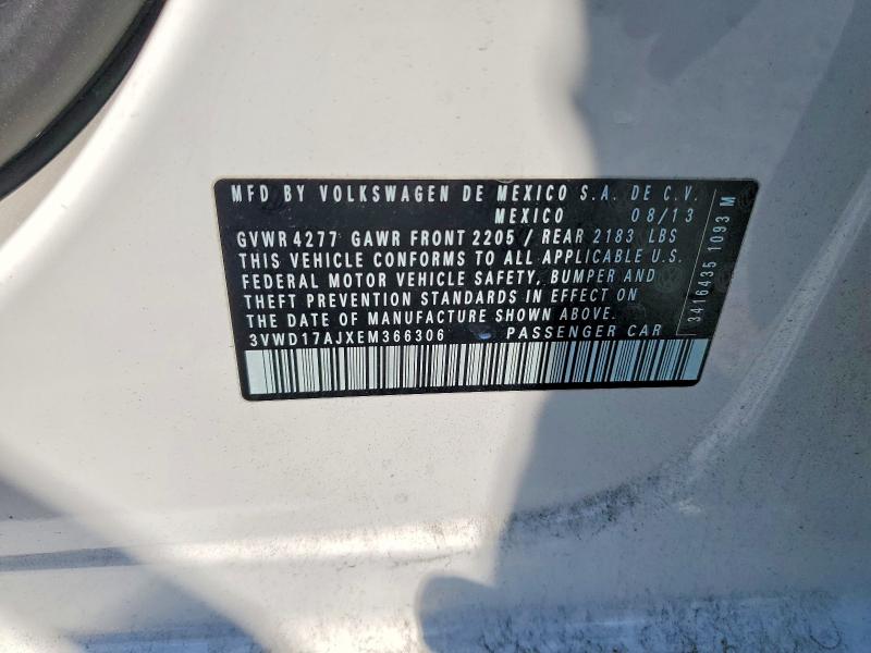 2014 Volkswagen Jetta მანქანა იყიდება აუქციონზე, vin: 3VWD17AJXEM366306, აუქციონის ნომერი: 67417336