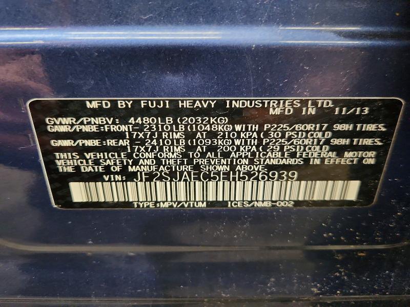 Aukcja sprzedaży 2014 Subaru Forester, vin: JF2SJAEC5EH526939, numer aukcji: 66798846