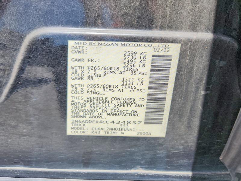 Aukcja sprzedaży 2012 Nissan Frontier, vin: 1N6AD0ER4CC434857, numer aukcji: 64696556