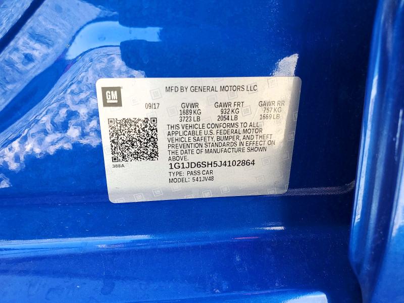 Продаж на аукціоні авто 2018 Chevrolet Sonic, vin: 1G1JD6SH5J4102864, номер лоту: 63448256