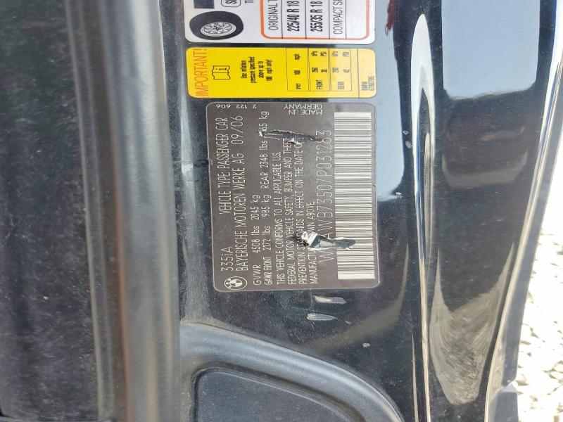 65396626 :رقم المزاد ، WBAWB73507P031283 vin ، 2007 Bmw 335 مزاد بيع